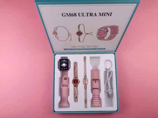 GM68 Ultra Mini Smartwatch + Quartz Bracelet Watch Combo | Wireless Charging | Stylish Dual Watch Set  - Image 5