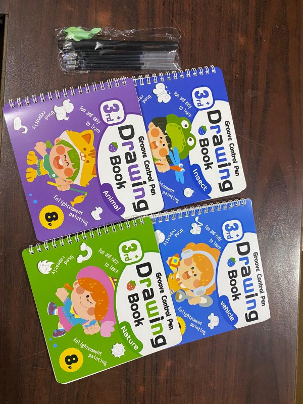 Reusable Groove Control Pen Drawing Books / 4 Pcs Reusable Books /  5 refills - Image 2