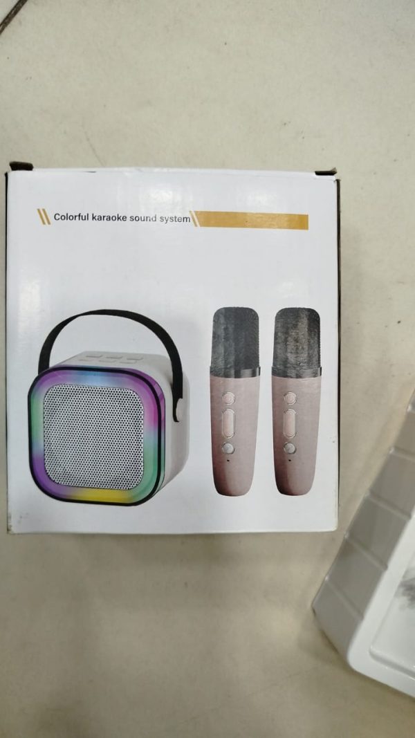 K12 Wireless Audio Microphone Bluetooth Speaker Portable Stereo Speaker Bluetooth Speaker Karaoke Speaker with double Mic (random color) - Image 5