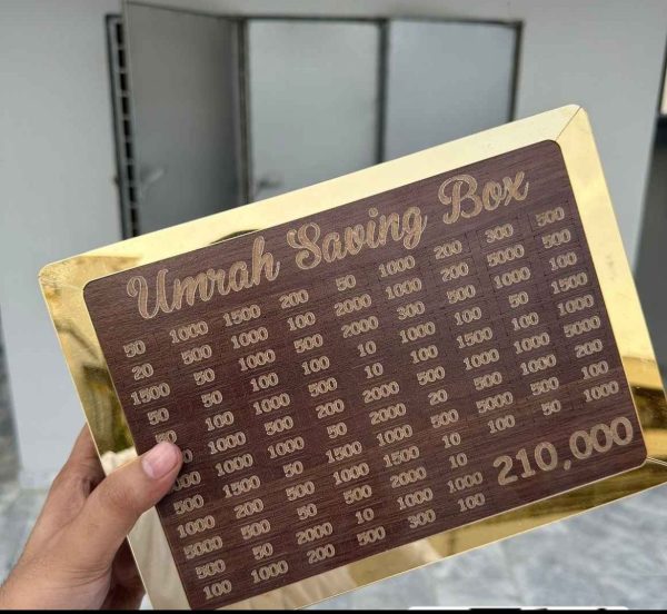 Umrah Saving Box - Box For Umrah Saving | Umrah Saving Box - Best Quality Umrah Saving Box - Umrah Saving Box Dark Brown, Wooden Money Box for Umrah - 210,000 - Image 4