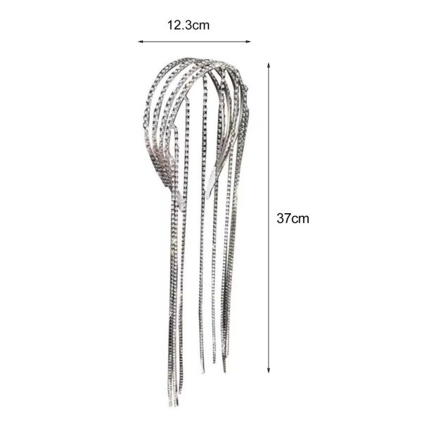 Full Rhinestone Long Tassel Headband For Women Multilayer Flashing Crystal Hairband Party Hair Accessories - Image 3