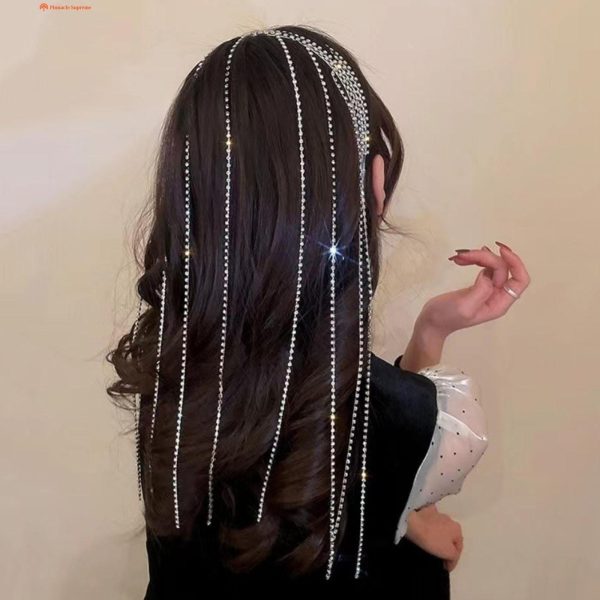 Full Rhinestone Long Tassel Headband For Women Multilayer Flashing Crystal Hairband Party Hair Accessories - Image 5