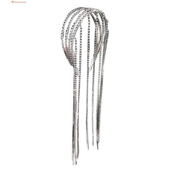 Full Rhinestone Long Tassel Headband For Women Multilayer Flashing Crystal Hairband Party Hair Accessories - Image 8