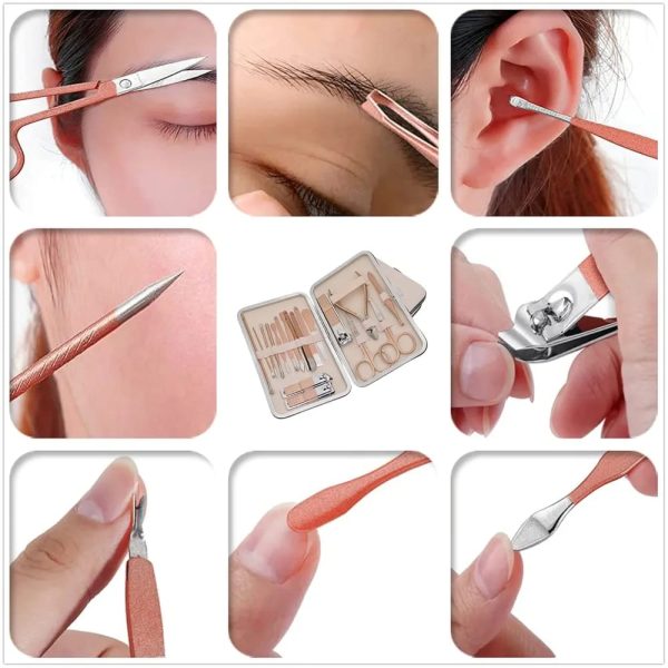Manicure Set,18 In 1 Professional Women Grooming kit, Pedicure Kit, Nail Clippers and Beauty Tool Portable Set, Rose Gold Stainless Steel Manicure Set with Luxurious Travel Case(Rose Gold) (18pcs) - Image 4