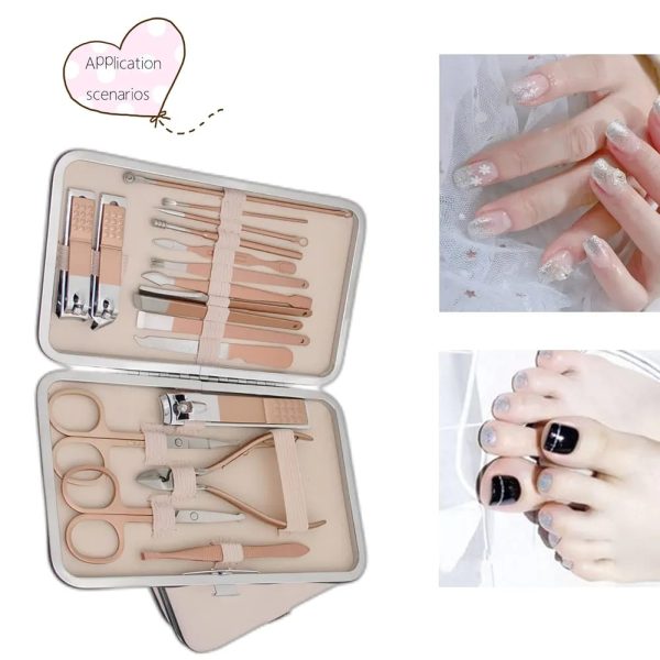 Manicure Set,18 In 1 Professional Women Grooming kit, Pedicure Kit, Nail Clippers and Beauty Tool Portable Set, Rose Gold Stainless Steel Manicure Set with Luxurious Travel Case(Rose Gold) (18pcs) - Image 5