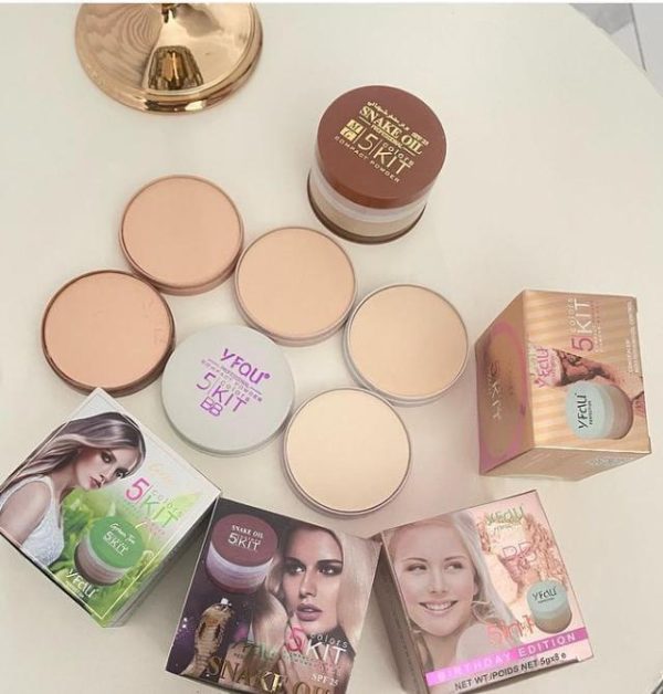 Pack Of 01 - 5 in 1 | Multi-Shade Face Powder Palette with Mirror | Compact Makeup Kit for All Skin Tones | Natural Finish & Easy Blending - Image 5
