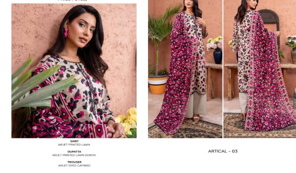 ✨ ZESH   ✨ 3 PieceUnstitched Suit ZESH SUMMAER LAWN COLLECTION 2025 - Image 2