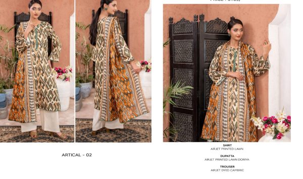 ✨ ZESH   ✨ 3 PieceUnstitched Suit ZESH SUMMAER LAWN COLLECTION 2025 - Image 2