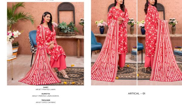 ✨ ZESH   ✨ 3 PieceUnstitched Suit ZESH SUMMAER LAWN COLLECTION 2025 - Image 3