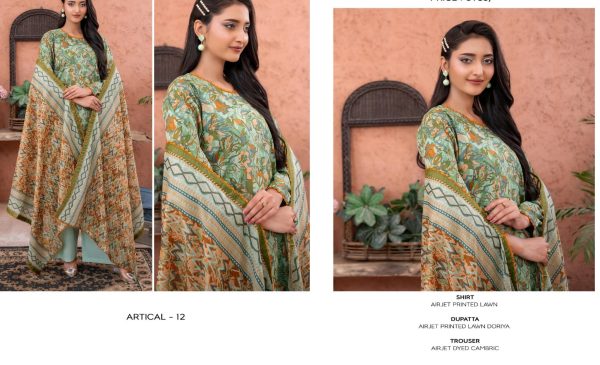 ✨ ZESH   ✨ 3 PieceUnstitched Suit ZESH SUMMAER LAWN COLLECTION 2025 - Image 2