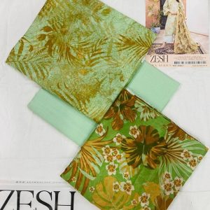 ✨ ZESH   ✨ 3 PieceUnstitched Suit ZESH SUMMAER LAWN COLLECTION 2025