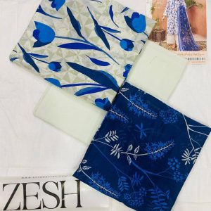 ✨ ZESH   ✨ 3 PieceUnstitched Suit ZESH SUMMAER LAWN COLLECTION 2025