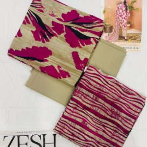 ✨ ZESH   ✨ 3 PieceUnstitched Suit ZESH SUMMAER LAWN COLLECTION 2025
