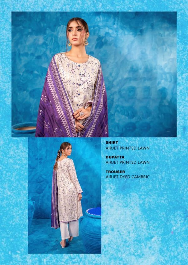 ✨ ZESH   ✨ 3 PieceUnstitched Suit ZESH SUMMAER LAWN COLLECTION 2025 - Image 2
