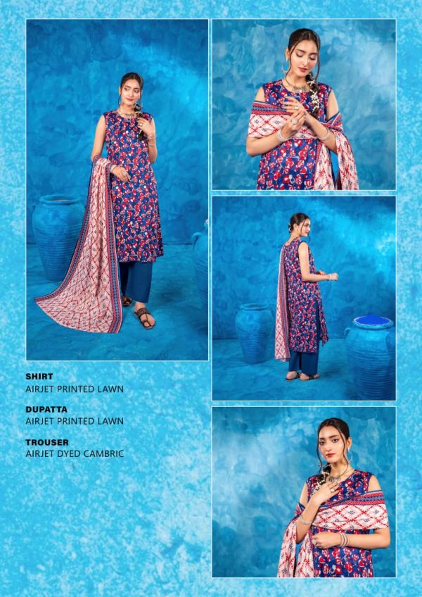 ✨ ZESH   ✨ 3 PieceUnstitched Suit ZESH SUMMAER LAWN COLLECTION 2025