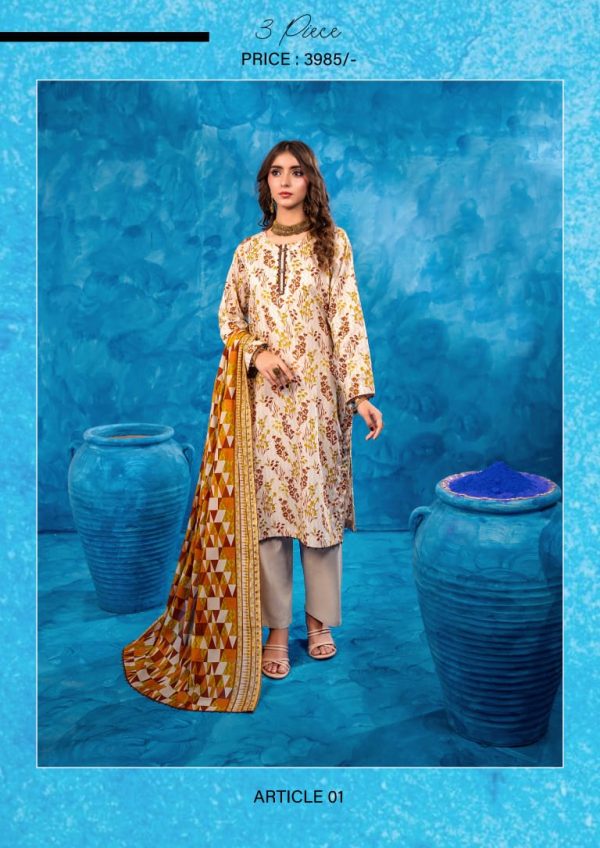 ✨ ZESH   ✨ 3 PieceUnstitched Suit ZESH SUMMAER LAWN COLLECTION 2025 - Image 2