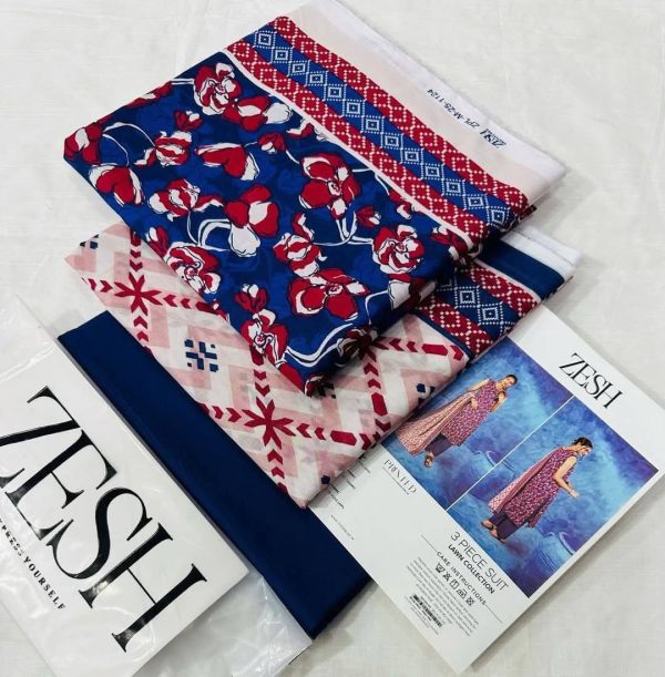 ✨ ZESH   ✨ 3 PieceUnstitched Suit ZESH SUMMAER LAWN COLLECTION 2025 - Image 4