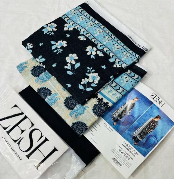 ✨ ZESH   ✨ 3 PieceUnstitched Suit ZESH SUMMAER LAWN COLLECTION 2025 - Image 2