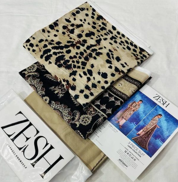 ✨ ZESH   ✨ 3 PieceUnstitched Suit ZESH SUMMAER LAWN COLLECTION 2025 - Image 4