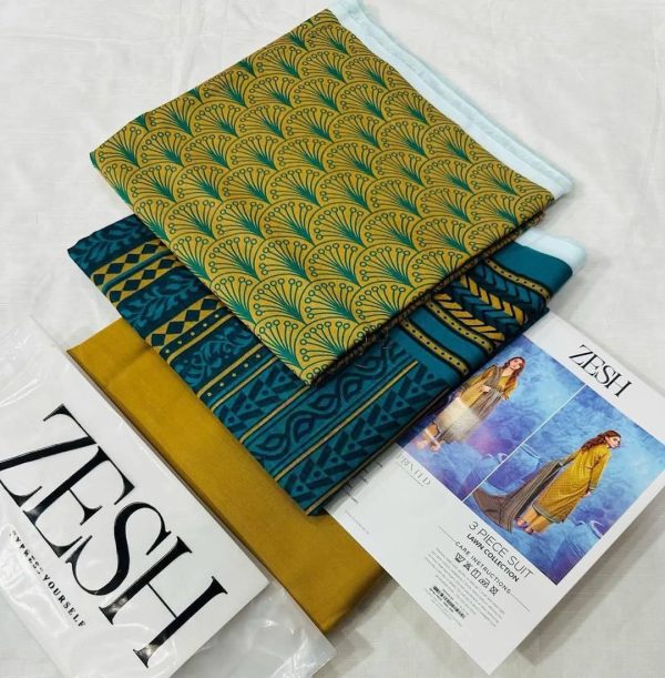 ✨ ZESH   ✨ 3 PieceUnstitched Suit ZESH SUMMAER LAWN COLLECTION 2025 - Image 3