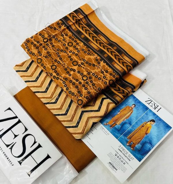 ✨ ZESH   ✨ 3 PieceUnstitched Suit ZESH SUMMAER LAWN COLLECTION 2025 - Image 3