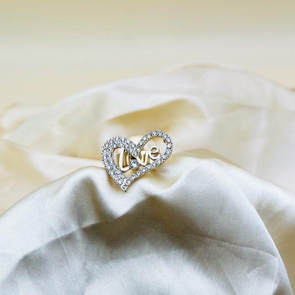 1 Piece Imported Radiant Love Heart Crystal Ring - Shimmer with Elegance | Luxurious Design Ring | Adjustable Ring | Ring For Girls & Women - Image 2