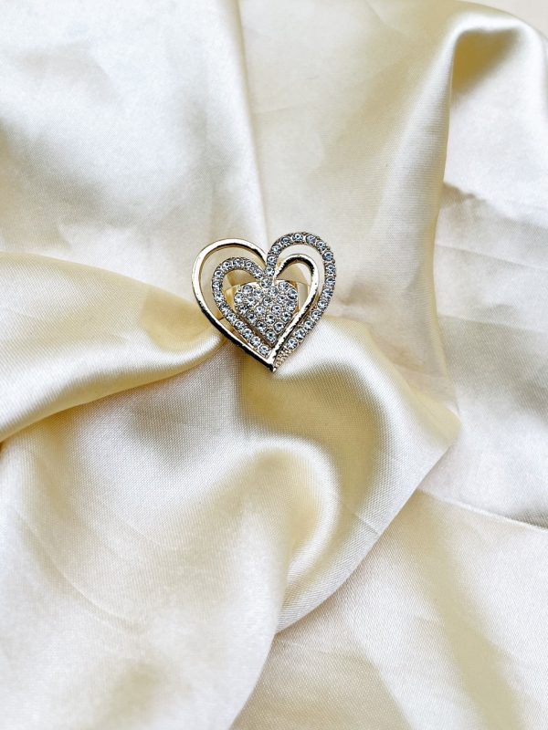 1 Piece Imported Radiant Double Heart Crystal Ring – A Love That Shines 💎❤️ | Best Quality Adjustable Ring | Ring For Girls & Women - Image 2