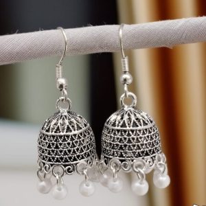 Silver Indian Jumky /  Jhumka Earrings by Quirky Fashions | Ethnic wear | Casual wear
