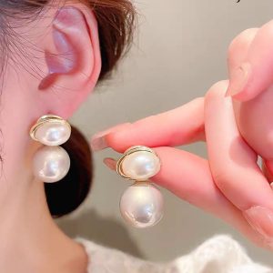 Oval Shape Marble Korean Style Earings For Women Girls Design Earring Jewelry (golden)