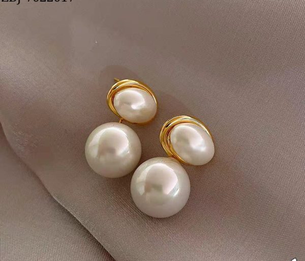 Oval Shape Marble Korean Style Earings For Women Girls Design Earring Jewelry (golden) - Image 3