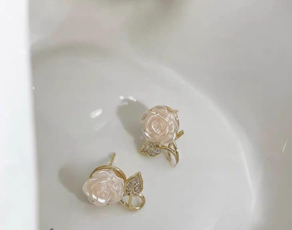 Flower Leaf Korean Zircon Earings For Women Girls Design Earring Jewelry - Image 2