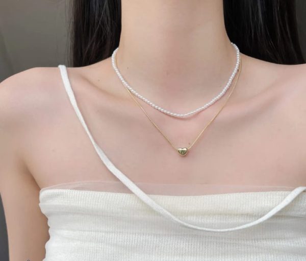 Elegant double Layer Heart pearl Pendent / Necklace Party Jewelry Gifts Accessories for Women - Image 2