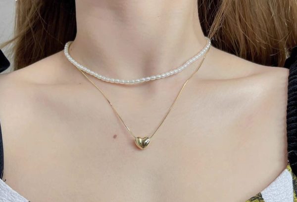 Elegant double Layer Heart pearl Pendent / Necklace Party Jewelry Gifts Accessories for Women - Image 3
