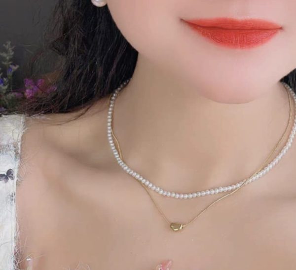 Elegant double Layer Heart pearl Pendent / Necklace Party Jewelry Gifts Accessories for Women - Image 4