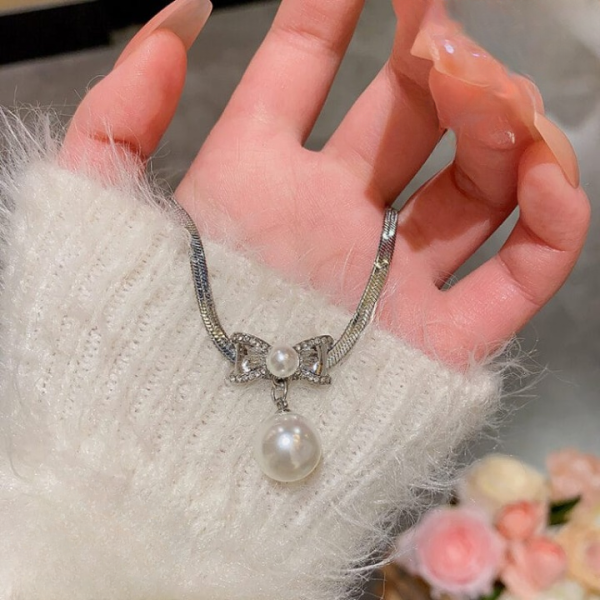 Elegant Korean Know Shape Pearl Pendent |   Knot Pearl Necklace Party Jewelry Gifts Accessories for Women - Image 3