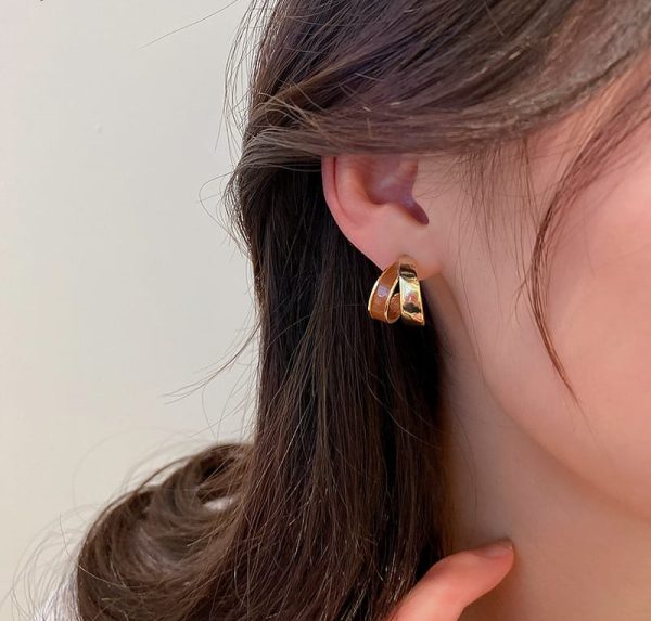 Elegant Dual Colour Korean Gold Plated Earings | Casual wear Fashion Trendy Jewelry - Image 3