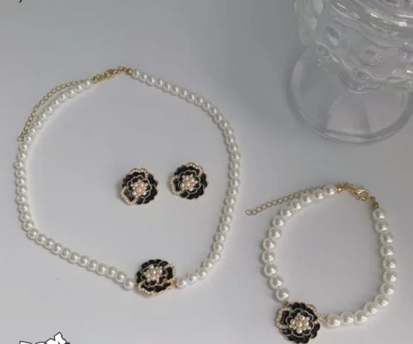 Elegant Flower Design Pearl Stone Set  / Necklace/ Earrings /Braclet   For Women Jewelry - Image 3