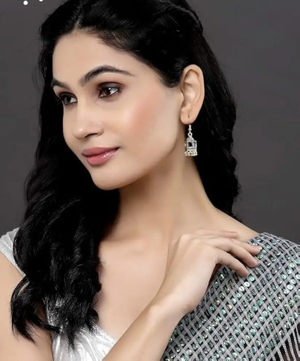 Elegant Silver Indian jhumka /  Jhumka Earrings by Quirky Fashions | Ethnic wear | Casual wear - Image 3