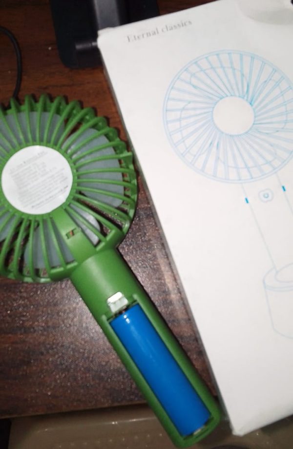 Portable USB Rechargeable Fan | Handheld 3 Speed Strong Wind Electric Small Mini Cooling Fan (random color) - Image 4