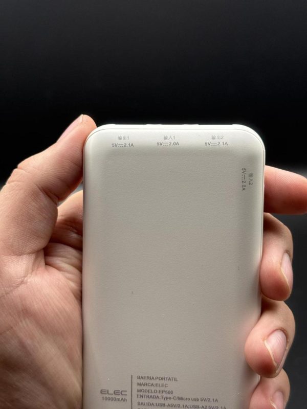 ELEC 10,000mAh Fast Charging Power Bank – White | Dual Type-A & Type-C Output | With Box - Image 4