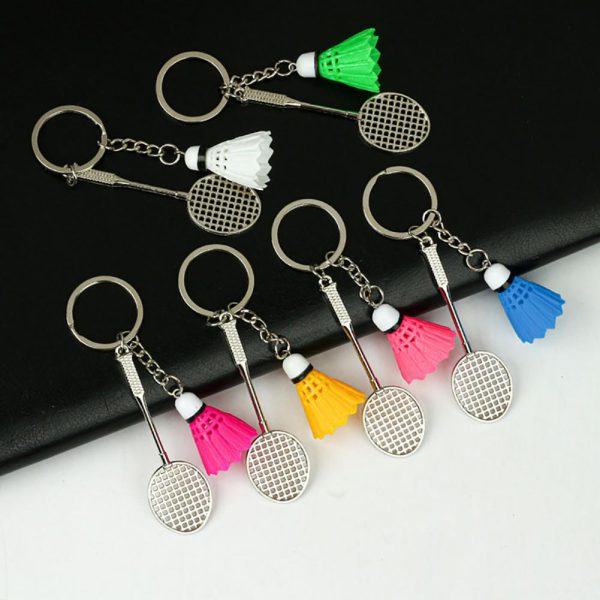 01 PCs Metal Badminton Racket & Ball Keychain – Stylish Keyring Gift for Girls’ Bags & Boys | Random Color Key-Chain