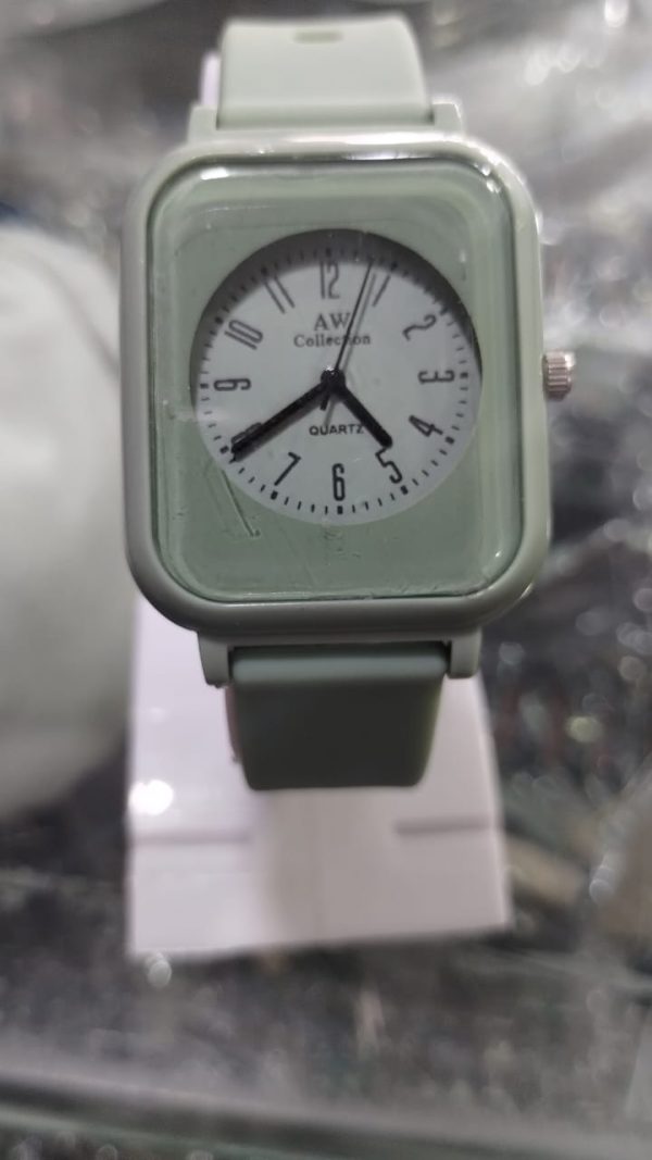Silky Soft Strap Silicon Watch in Aesthetic Colors / Square Case Round Dial Watch Without Box (Random Color) - Image 3
