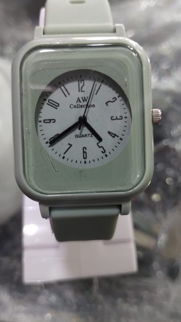 Silky Soft Strap Silicon Watch in Aesthetic Colors / Square Case Round Dial Watch Without Box (Random Color) - Image 4