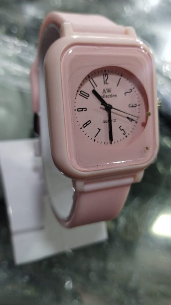Silky Soft Strap Silicon Watch in Aesthetic Colors / Square Case Round Dial Watch Without Box (Random Color) - Image 7
