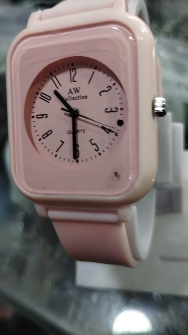 Silky Soft Strap Silicon Watch in Aesthetic Colors / Square Case Round Dial Watch Without Box (Random Color) - Image 8