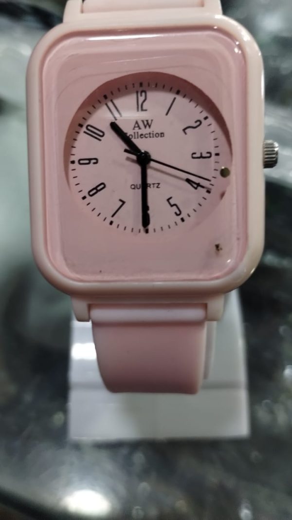 Silky Soft Strap Silicon Watch in Aesthetic Colors / Square Case Round Dial Watch Without Box (Random Color) - Image 9