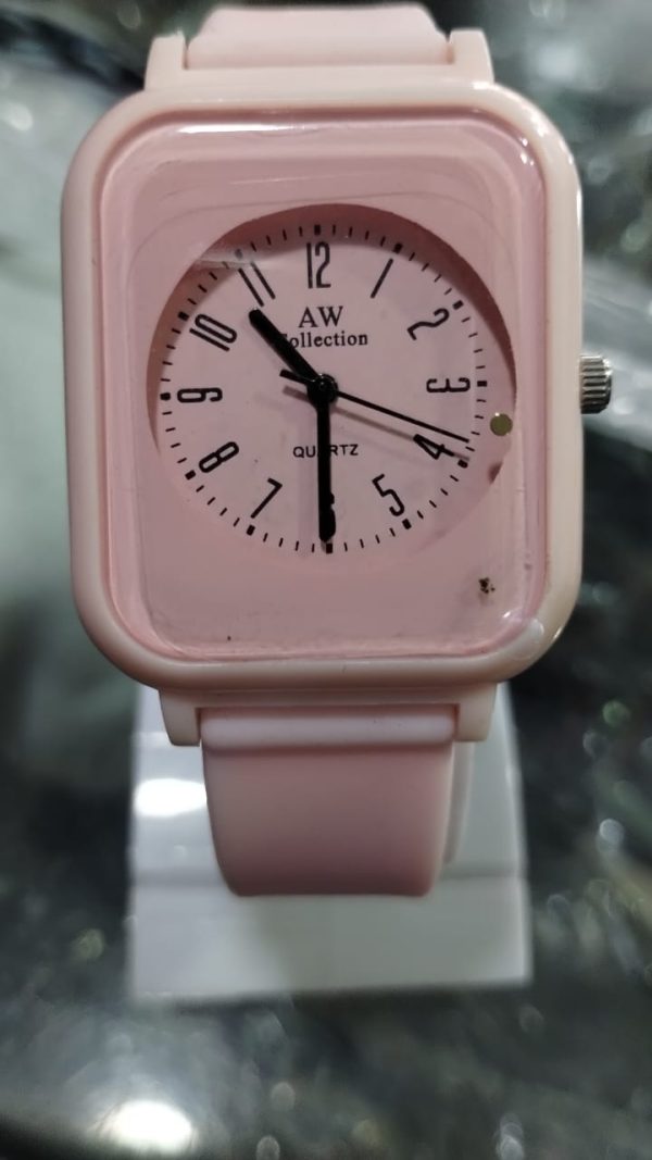 Silky Soft Strap Silicon Watch in Aesthetic Colors / Square Case Round Dial Watch Without Box (Random Color) - Image 10