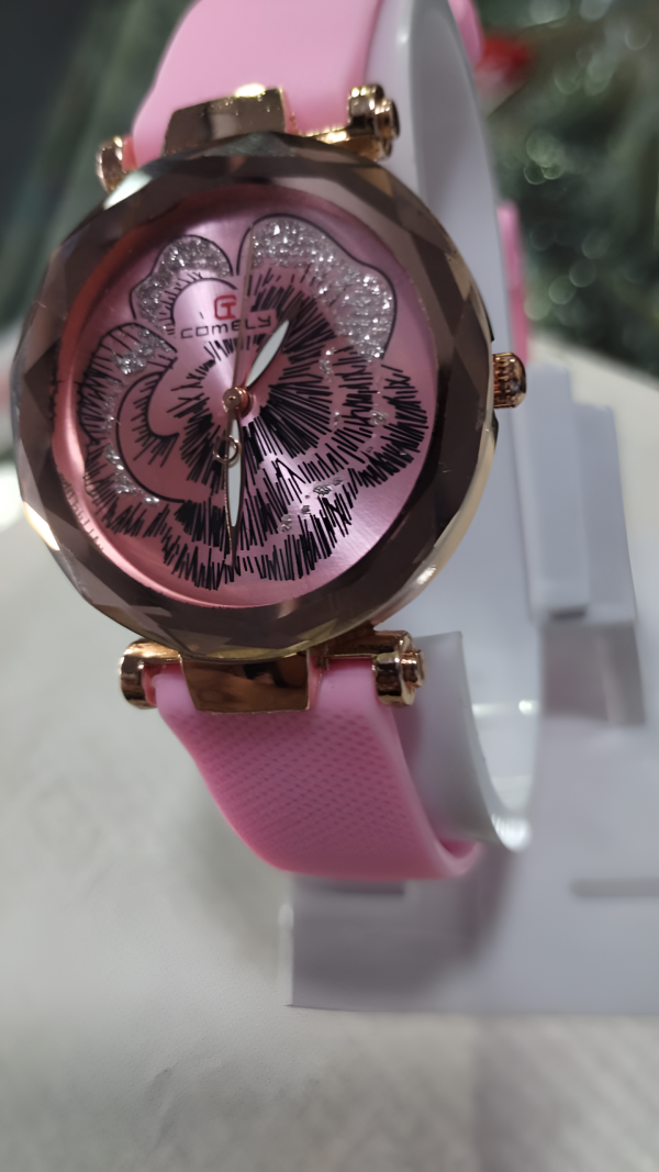 Silicone Strap Women's Watch with Stainless Steel Dial Red/Purple/Pink (Without Box) - Image 6