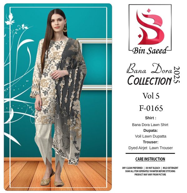 ✨ BINSAEED❤️  Bana Dora 3piece Unstitched Suit SUMMAER LAWN COLLECTION - Image 3