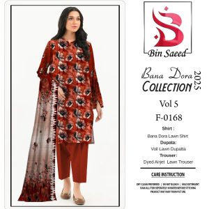 ✨ BINSAEED❤️  Bana Dora 3piece Unstitched Suit SUMMAER LAWN COLLECTION